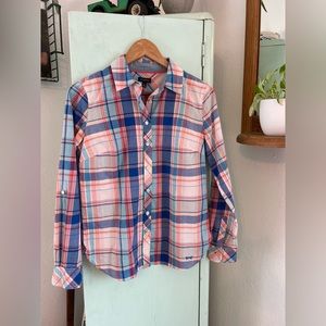 Talbots Pink and Blue Plaid Button Down, Size 2